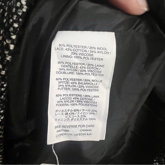 J Crew Black White Tweed Lace Cap Sleeve Contrast Sheath Dress Wool Blend Size 2 - Picture 8 of 10